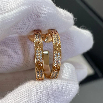 [LOXURA]LOVE EARRINGS 3.6MM DIAMOND PAVED