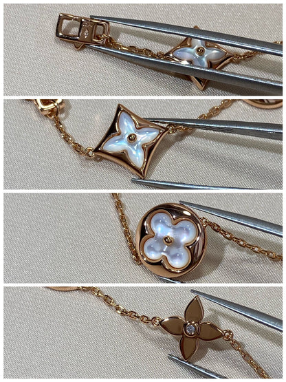 [LOXURA]STAR AND SUN 5 MOTIF MOP PINK GOLD BRACELET