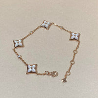 [LOXURA]STAR 4 MOTIF MOP DIAMOND PINK GOLD BRACELET