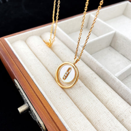 [LOXURA]LUCKY MOVE MOP PINK GOLD NECKLACE
