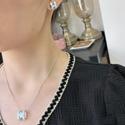 [LOXURA]POP H SKY BLUE NECKLACE