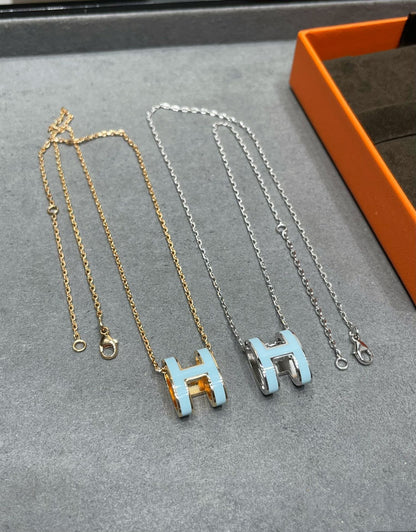 [LOXURA]POP H SKY BLUE NECKLACE