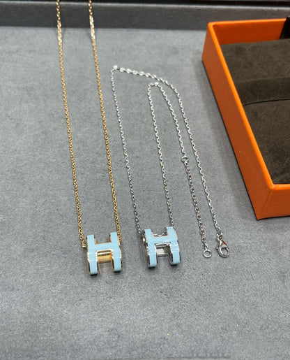 [LOXURA]POP H SKY BLUE NECKLACE