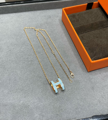 [LOXURA]POP H SKY BLUE NECKLACE