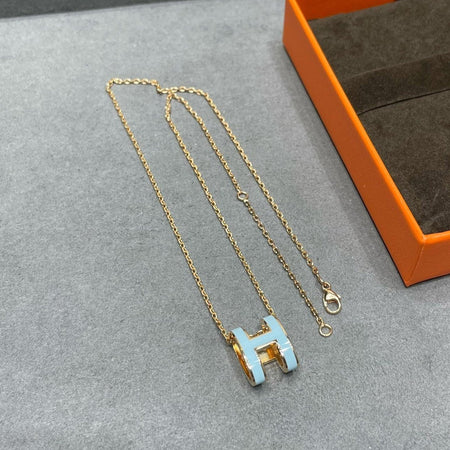 [LOXURA]POP H SKY BLUE NECKLACE