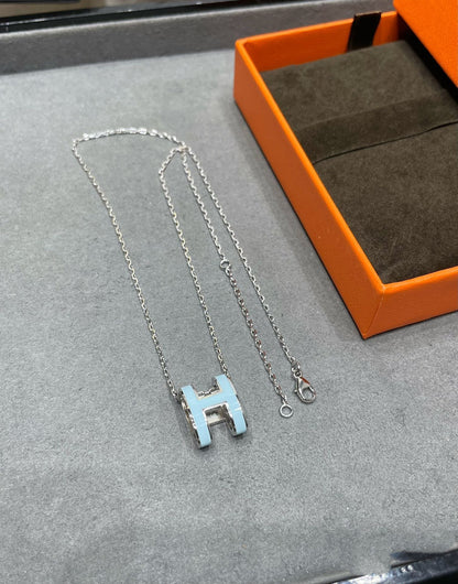 [LOXURA]POP H SKY BLUE NECKLACE