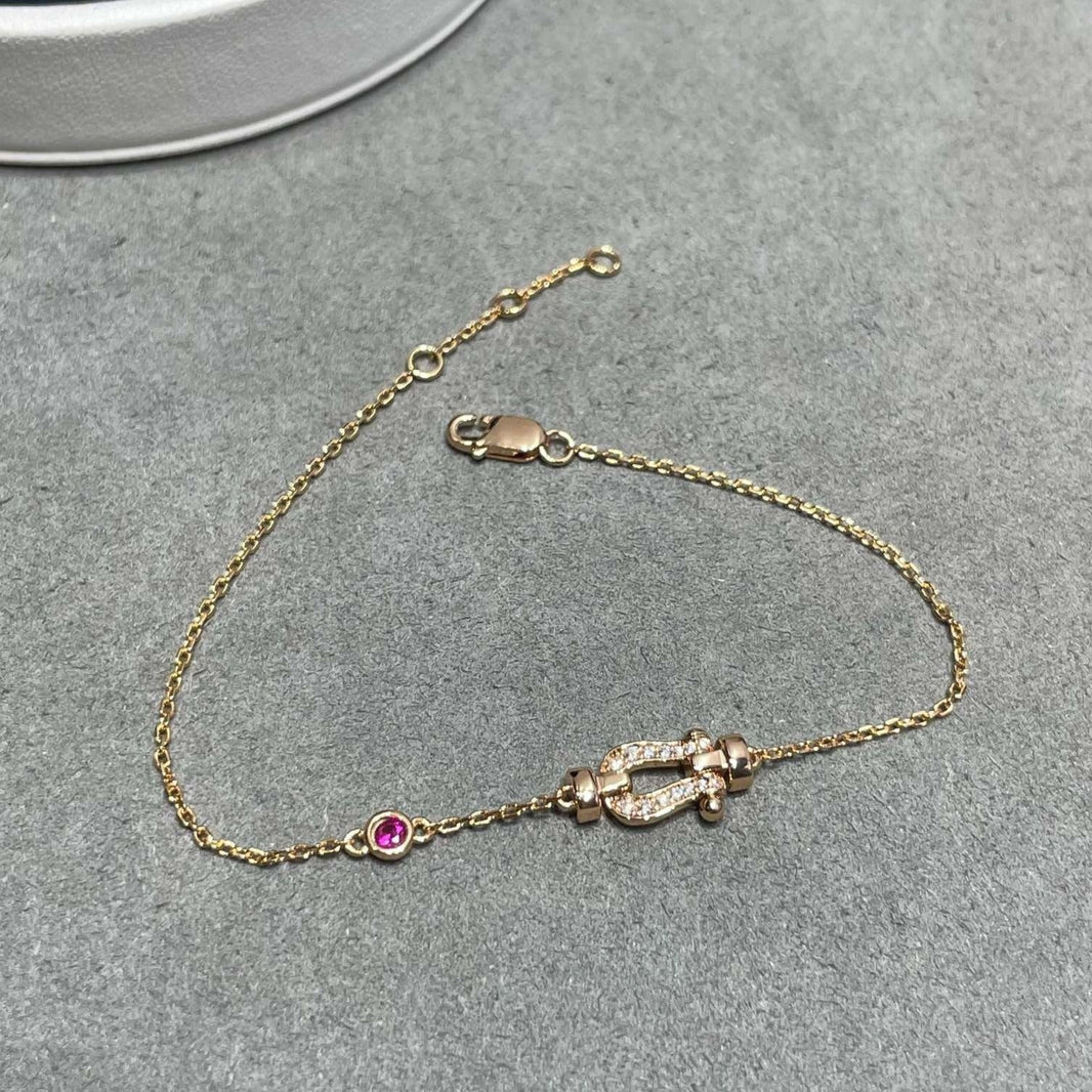 [LOXURA]FORCE 10 DIAMOND CHAIN LINK PINK GOLD BRACELET