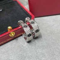 [LOXURA]LOVE CERAMIC DIAMOND PAVED SILVER EARRINGS