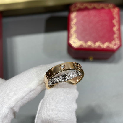 [LOXURA]LOVE PINK GOLD SILVER DIAMOND DOUBLE RING