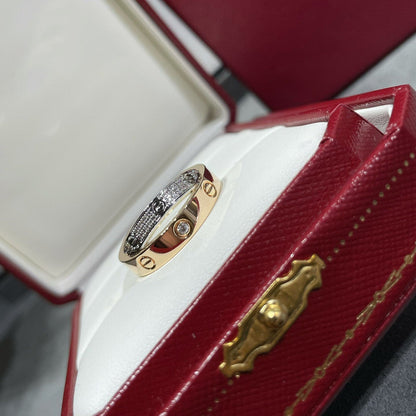 [LOXURA]LOVE PINK GOLD SILVER DIAMOND DOUBLE RING