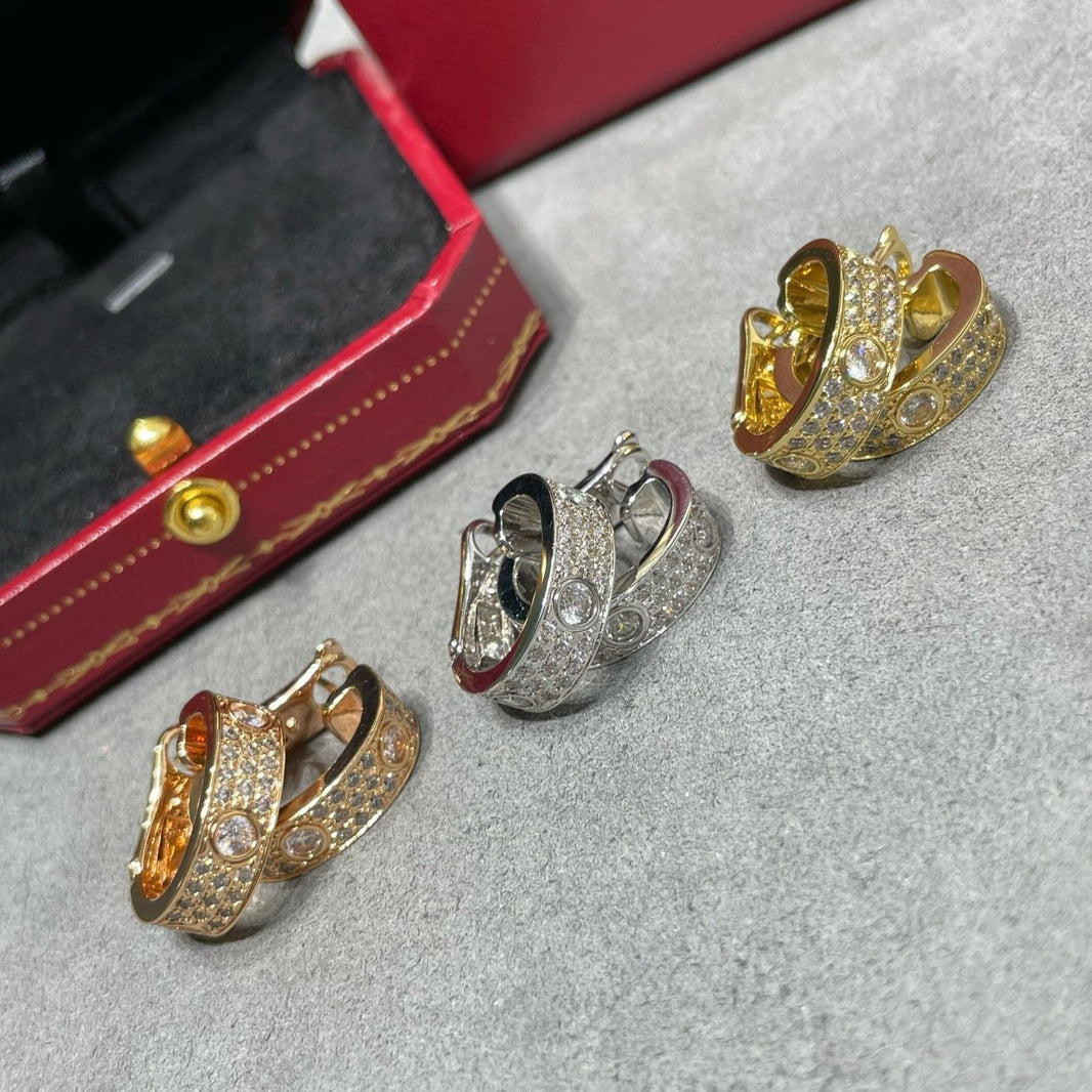 [LOXURA]LOVE 5.5MM DIAMOND PAVED EARRINGS