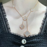 [LOXURA]CLOVER 6 MOTIF DIAMOND PAVED NECKLACE