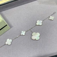 [LOXURA]CLOVER 5 MOTIF WHITE MOP SILVER BRACELET