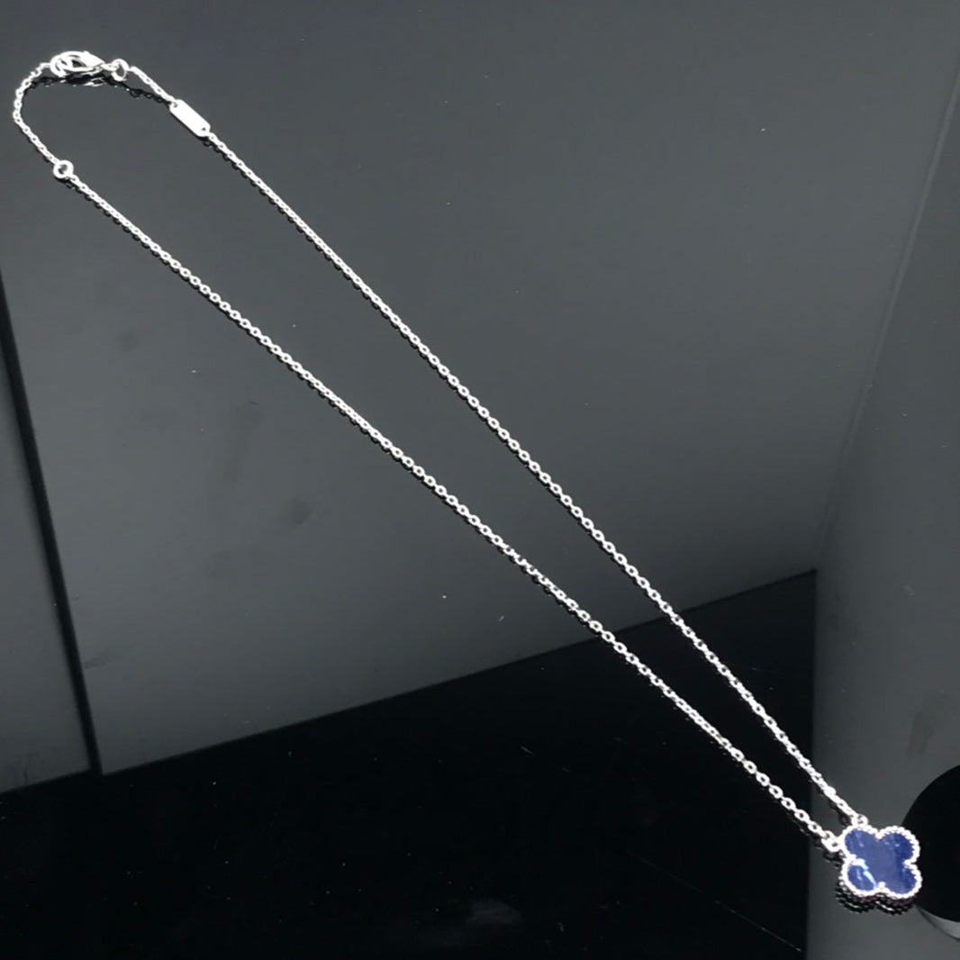 [LOXURA]CLOVER PIETERSITE SILVER LONG NECKLACE