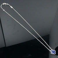 [LOXURA]CLOVER PIETERSITE SILVER LONG NECKLACE