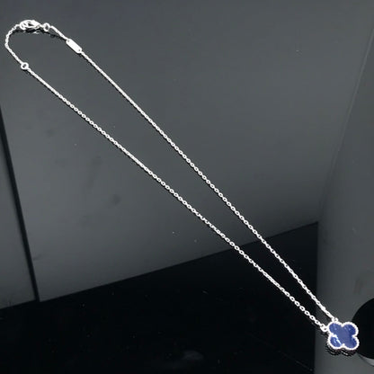 [LOXURA]CLOVER PIETERSITE SILVER LONG NECKLACE