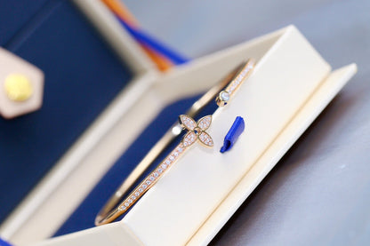 [LOXURA]IDYLLE PINK GOLD OPEN BRACELET DIAMOND PAVED