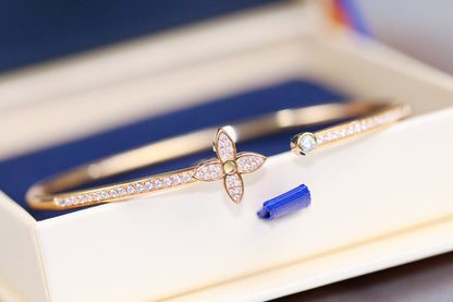 [LOXURA]IDYLLE PINK GOLD OPEN BRACELET DIAMOND PAVED