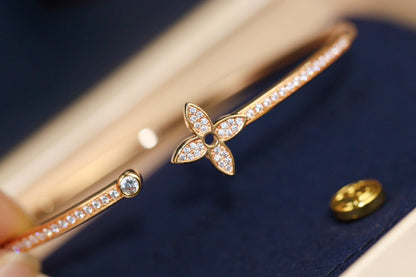[LOXURA]IDYLLE PINK GOLD OPEN BRACELET DIAMOND PAVED