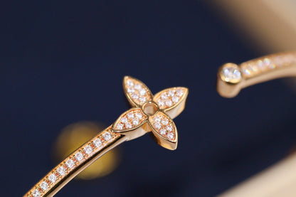 [LOXURA]IDYLLE PINK GOLD OPEN BRACELET DIAMOND PAVED