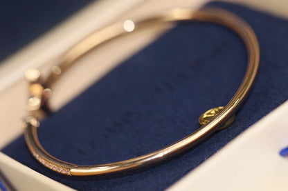 [LOXURA]IDYLLE PINK GOLD OPEN BRACELET DIAMOND PAVED