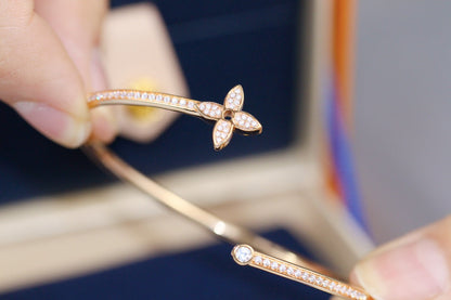 [LOXURA]IDYLLE PINK GOLD OPEN BRACELET DIAMOND PAVED