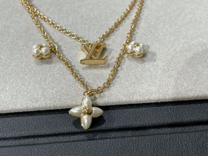 [LOXURA]FLOWERGRAM GOLD MOP DOUBLE ROW NECKLACE