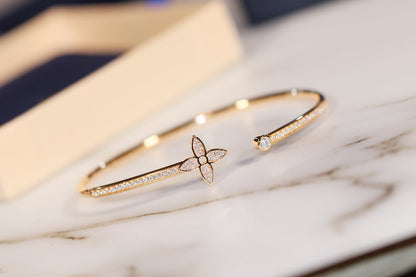 [LOXURA]IDYLLE GOLD OPEN BRACELET DIAMOND PAVED