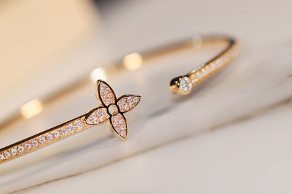 [LOXURA]IDYLLE GOLD OPEN BRACELET DIAMOND PAVED