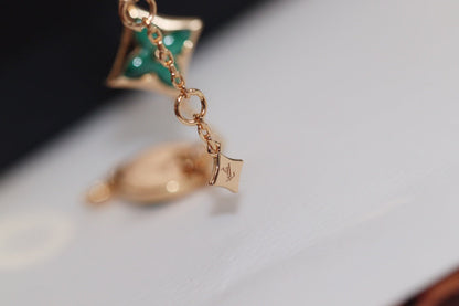 [LOXURA]STAR AND SUN 4 MOTIF PINK GOLD MALACHITE BRACELET