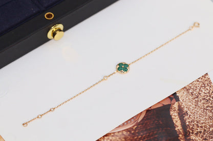 [LOXURA]STAR AND SUN 4 MOTIF PINK GOLD MALACHITE BRACELET