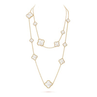 [LOXURA]CLOVER 16 MOTIF WHITE MOP GOLD NECKLACE