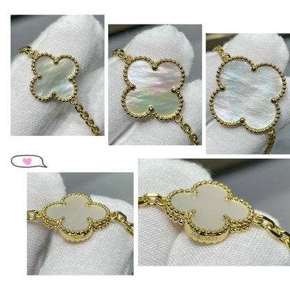 [LOXURA]CLOVER 16 MOTIF WHITE MOP GOLD NECKLACE