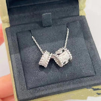 [LOXURA]PERLEE DOUBLE PENDANT SILVER DIAMOND NECKLACE