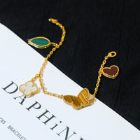 [LOXURA]LUCKY SPRING 5 MOTIF GOLD BRACELET