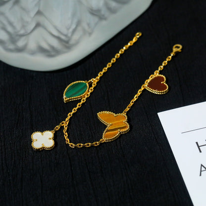 [LOXURA]LUCKY SPRING 5 MOTIF GOLD BRACELET