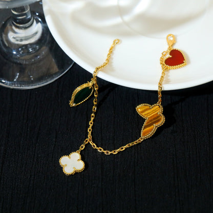 [LOXURA]LUCKY SPRING 5 MOTIF GOLD BRACELET