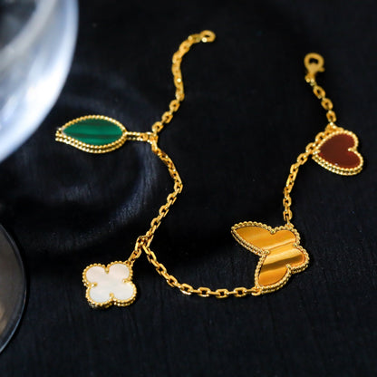 [LOXURA]LUCKY SPRING 5 MOTIF GOLD BRACELET