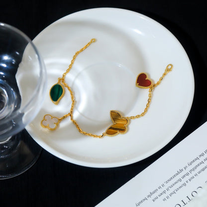 [LOXURA]LUCKY SPRING 5 MOTIF GOLD BRACELET