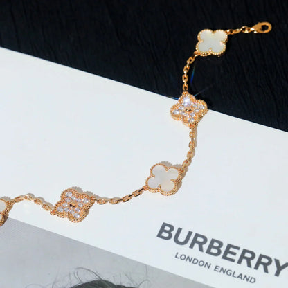 [LOXURA]CLOVER WHITE PEARL MOP 5 MOTIF BRACELET COLLECTION