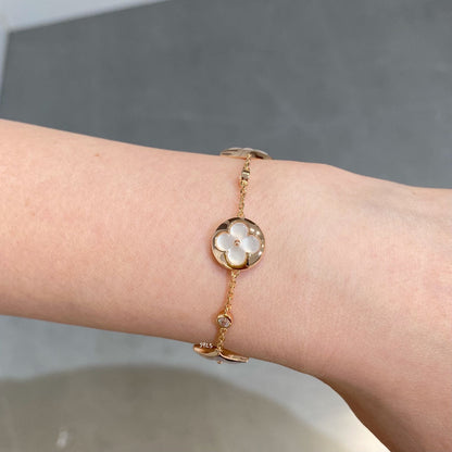 [LOXURA]STAR AND SUN 4 MOTIF WHITE MOP PINK GOLD BRACELET