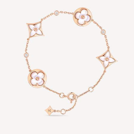 [LOXURA]STAR AND SUN 4 MOTIF WHITE MOP PINK GOLD BRACELET