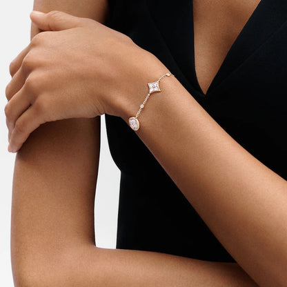 [LOXURA]STAR AND SUN 4 MOTIF WHITE MOP PINK GOLD BRACELET