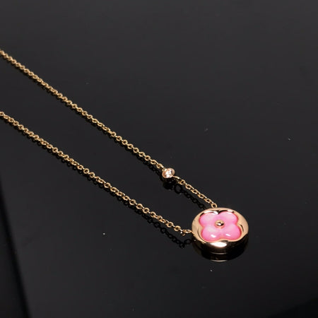 [LOXURA]COLOR BLOSSOM PINK MOP SUN GOLD NECKLACE