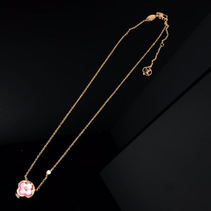[LOXURA]COLOR BLOSSOM PINK MOP SUN GOLD NECKLACE