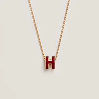 [LOXURA]HM CLIC RED ENAMEL GOLD NECKLACE