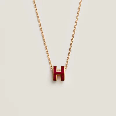 [LOXURA]HM CLIC RED ENAMEL GOLD NECKLACE