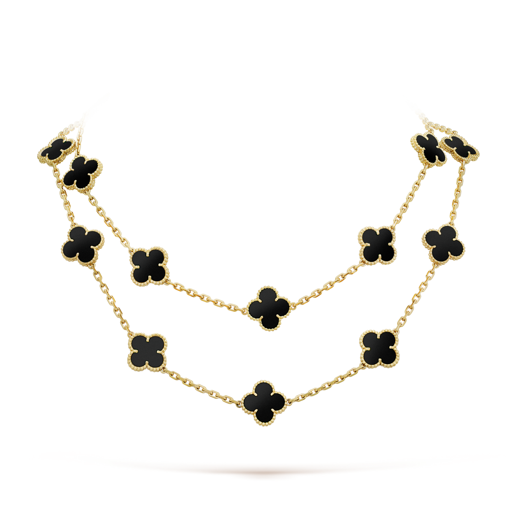[LOXURA]CLOVER 20 MOTIFS ONYX NECKLACE