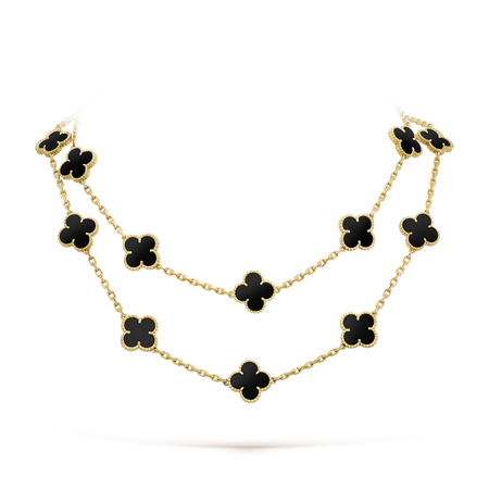 [LOXURA]CLOVER 20 MOTIFS ONYX NECKLACE