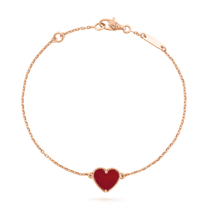 [LOXURA]HEART CARNELIAN PINK GOLD BRACELET